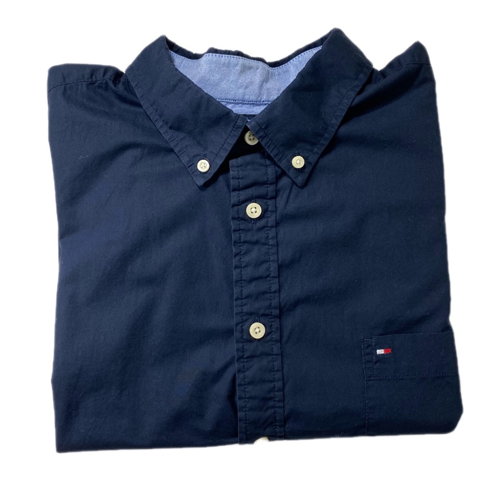Tommy Hilfiger Classic Navy Button-Down Shirt with Logo Pocket XXL